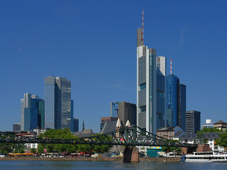 Skyline von Frankfurt mit eisernem Steg